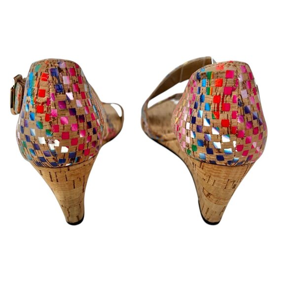 Vaneli Women’s Size 7M Multi-Color Cork Wedge Sandals With Buckle Strap - Picture 4 of 13